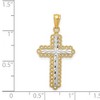 Black Bow Jewelry 14k Yellow Gold & White Rhodium Diamond-Cut Cross Pendant, 16 x 32mm - 4 of 4