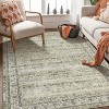 10'x13'Vintage Floral Washable Rug Non-Slip, Retro Low Pile Throw Rug for Living Room Bedroom Dining Room, Soft Foldable Carpet,Camel - 2 of 4
