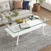 NicBex Rectangle Coffee Table with Open Shelf,Tempered Glass Tabletop with Metal Legs,2-Tier Wood Center Table for Living Room - 3 of 4