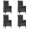 vidaXL 5-Piece Black Poly Rattan Patio Dining Set - Weather-Resistant Outdoor Garden Furniture with Tempered Glass Table and Reclining Chairs - 4 of 4