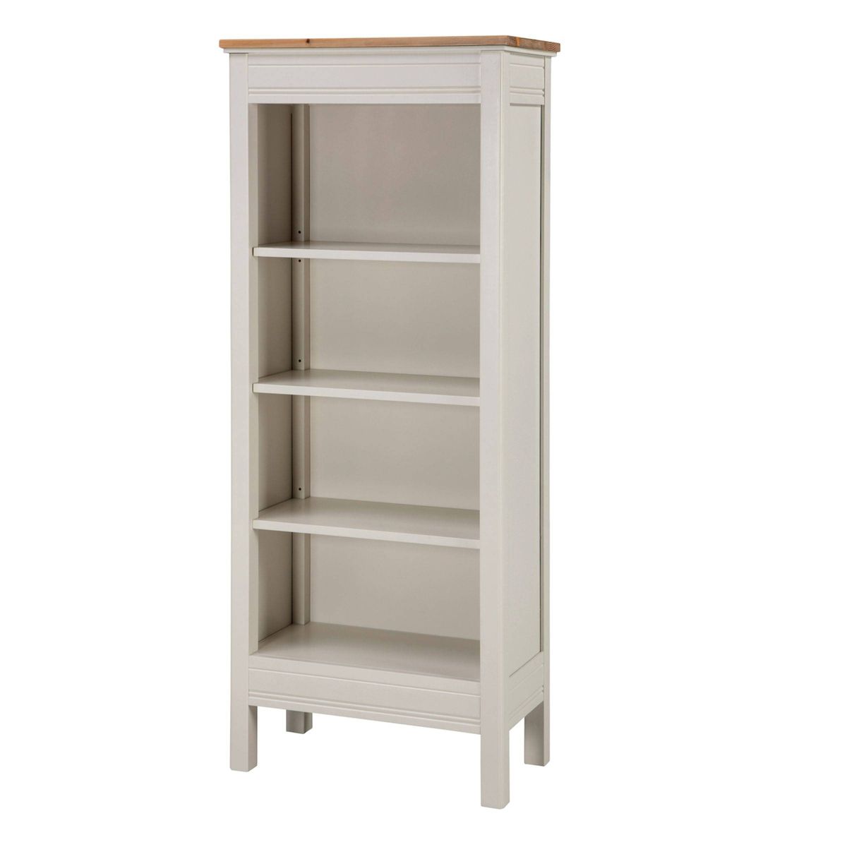 60" Savannah Tall Bookshelf Ivory with Natural Wood Top - Alaterre Furniture - thumbnail 3