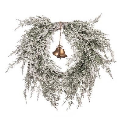Transpac Artificial 24 in. White Christmas Lush Foilage and Snow Wreath