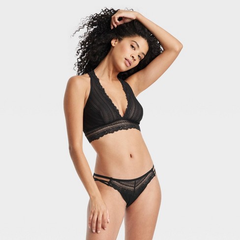 Women's Strappy Lace and Micro Bikini Underwear - Auden™ Black L