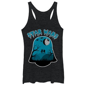 Women's Star Wars Darth Vader Helmet Halloween Racerback Tank Top - 1 of 3