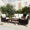 Outdoor 4-Pieces Furniture Set, Patio Sofa Set with Coffee Table, PE Rattan Sofa with Acacia Wood Frame and Removable Cushions–Cuddlewood - 2 of 4
