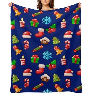 Christmas Holidays Festive Pattern Christmas Throw Blanket Soft Fleece Christmas Blanket Cozy Flannel Throw for Couch Bed 60x80 inches - 1 of 1