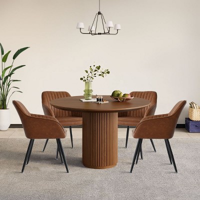 Faux Leather Dining Chairs Set of 4,Seat Width 19” Upholstered  Dining Chair for Kitchen,Dinging Room,Living Room,Farmhouse Furniture-Tanpinhause