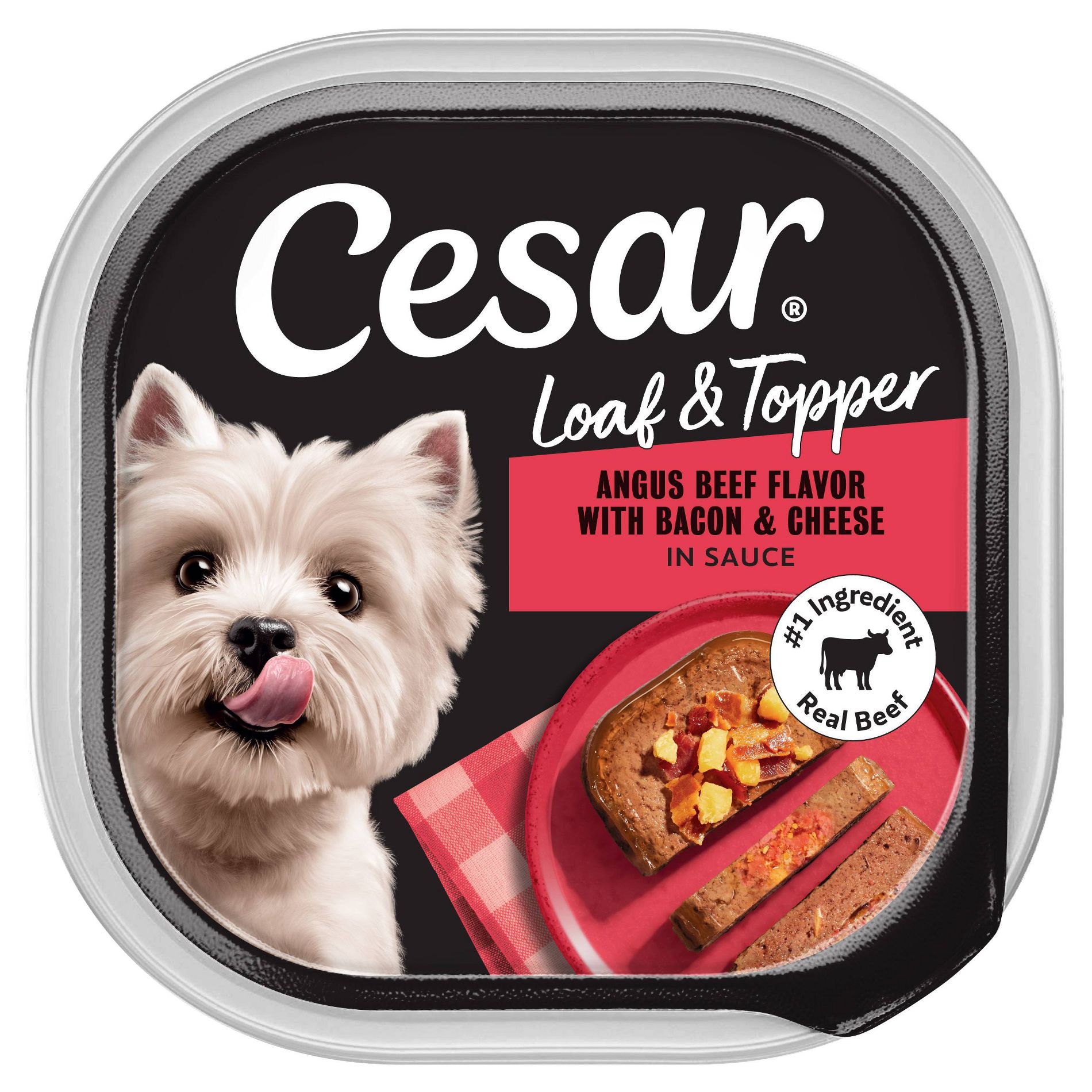 Cesar Beef, Cheese, Bacon, Gravy and Red Meat Flavor Loaf and Topper in Sauce Small Breed Wet Dog Food - 3.5oz