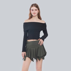 Women's Slim Fit Long Sleeve Off the Shoulder Knit Wrap Top - Wild Fable™ - 1 of 4