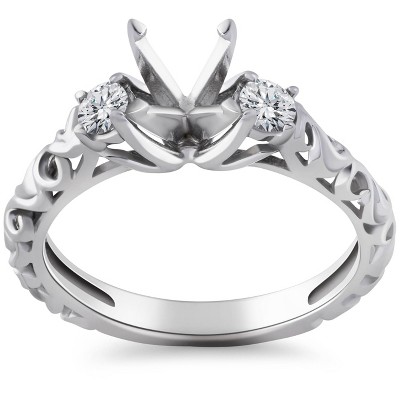 Pompeii3 1/4CT Vintage Diamond Engagement Ring Setting 14K White Gold