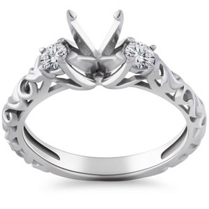 Pompeii3 1/4CT Vintage Diamond Engagement Ring Setting 14K White Gold - 1 of 4