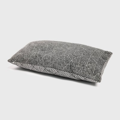 14"x24" Oversized Geometric Chenille Woven Jacquard Reversible Lumbar Throw Pillow Charcoal Gray - freshmint: Contemporary Style, Indoor Use