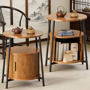 1PC/2PCS Fluted 2 Tiers Side Table Charging Station Round Storage Cabinet Mid Century Modern End Table Small Space Bedroom Living Room - 1 of 4