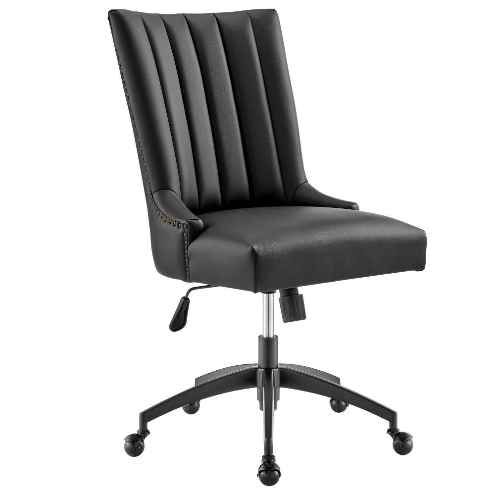 Photos - Computer Chair Modway Empower Channel Tufted Vegan Leather Office Chair Black: Metal Frame, Adjustable Height, Modern Style 