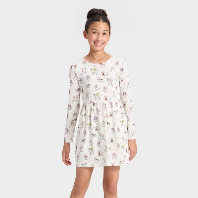Girls' Long Sleeve Halloween Dress - Cat & Jack™  Cream XL Plus