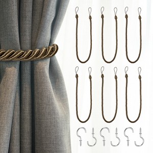 Unique Bargains Handmade Woven Braided Metal Screw Hooks Curtain Tiebacks - 1 of 4