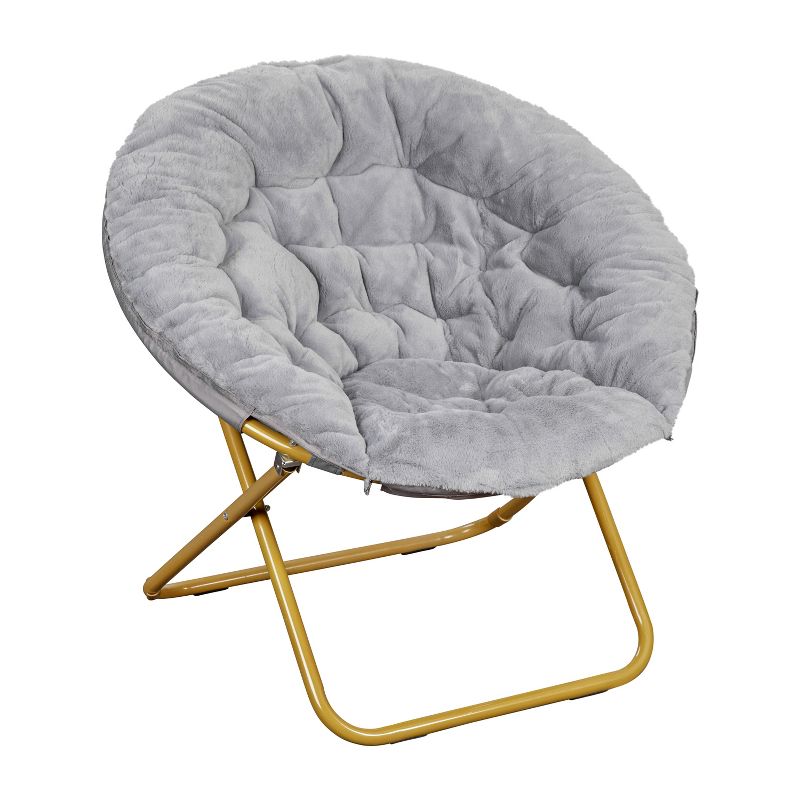 Flash Furniture Gwen 38" Oversize Portable Faux Fur Folding Saucer Moon Chair for Dorm and Bedroom, 1 of 11