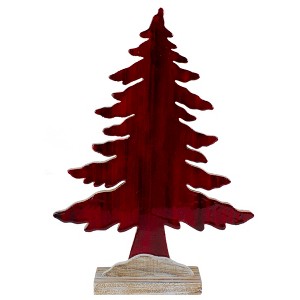 Northlight Stained Forest Tree Cutout Christmas Decoration - 10.5" - Red - 1 of 4