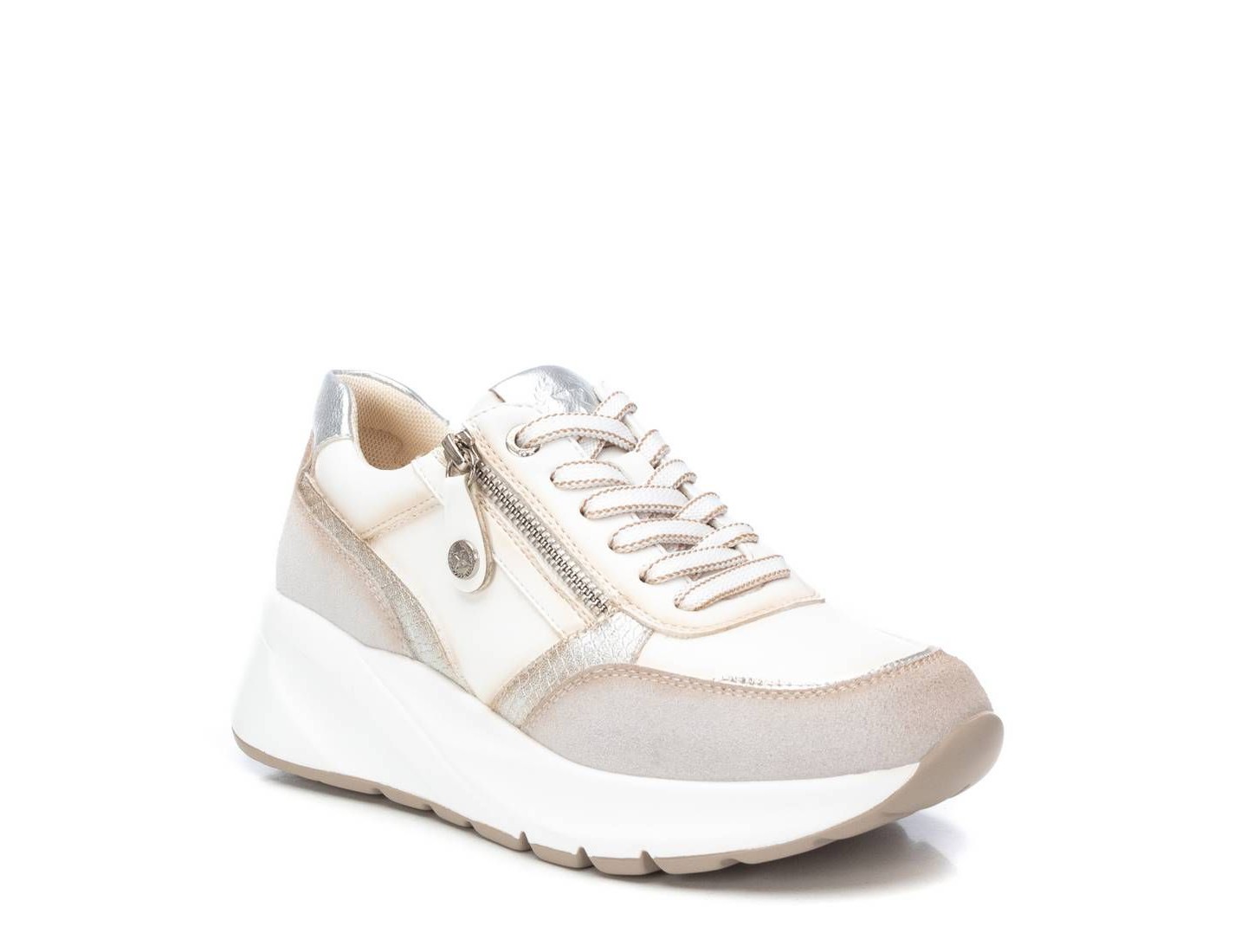 Женские кроссовки XTI Fashion Casual Sneakers with side zipper 143896 White, цвет: Белый — фото 3