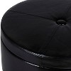 Winston Large Round Button Top Storage Ottoman Faux Leather Black - HomePop - 3 of 4