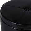 Winston Large Round Button Top Storage Ottoman Faux Leather Black - HomePop - image 3 of 4