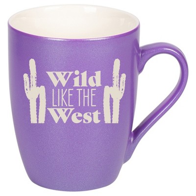 100 North Cactus Design 10 Ounce Passion Purple Metallic Finish, Comfortably Fits Your Hands, New Bone China Coffee Tea Cup Mug, Wild Like The West