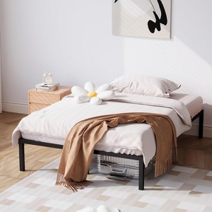 Acekool Full Size Metal Bed Frame, 16 Inch Tall Platform, Heavy Duty 1000 lbs Support, No Box Spring Needed, Storage Space, Sturdy Steel Slats, Black - 1 of 4