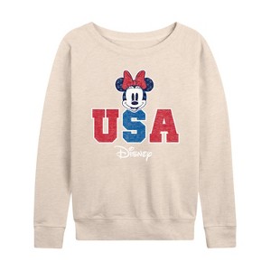 Women's - Disney - Americana Lightweight French Terry Wide Neck Long Sleeve Shirt - 1 of 4