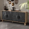 63" TV Stand Cabinet with Carved White Doors, Adjustable Shelves, Roman Column Feet, for Living Room and Entryway - 2 of 4