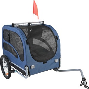 VEVOR Dog Bike Trailer, Supports up to 100 lbs, Pet Cart Bicycle Carrier, Easy Folding Frame with Quick Release Wheels, Blue/Black - 1 of 4