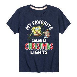 Boys' - SpongeBob SquarePants - My Favorite Color Is Christmas Lights Short Sleeve Graphic T-Shirt - 1 of 4