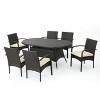 GDFStudio Trieste Outdoor Wicker and Iron 7 Piece Dining Set with Cushion - 2 of 4