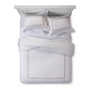 White/Cashmere Grey Hotel Comforter Set (Queen) - Fieldcrest , White & Gray
