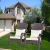 Outdoor Patio Arm Chair with Cushions Deep Seat Lounge Chair for Porch Deck or Garden Relaxation Brown Woven Backrest Design-Maison Boucle - 2 of 4
