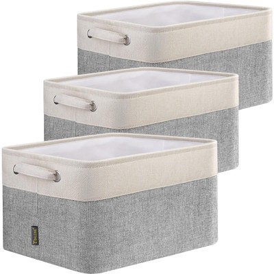4pc/3pc Collapsible Fabric Storage Bin Cloth Baskets - HOMLUX™: 15"x11"x9.5" with Handles