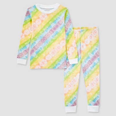 Burt's Bees Baby® Baby 2pc Rainbow Tie-Dye Organic Cotton Pajama Set - White 