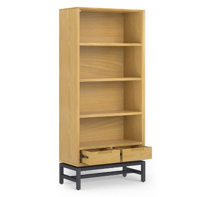 NicBex Bookcases for Living Room Modern 66" H 4 Tier Storage Wood Bookshelves with Adjustable Shelves and 2 Drawers for Office Home