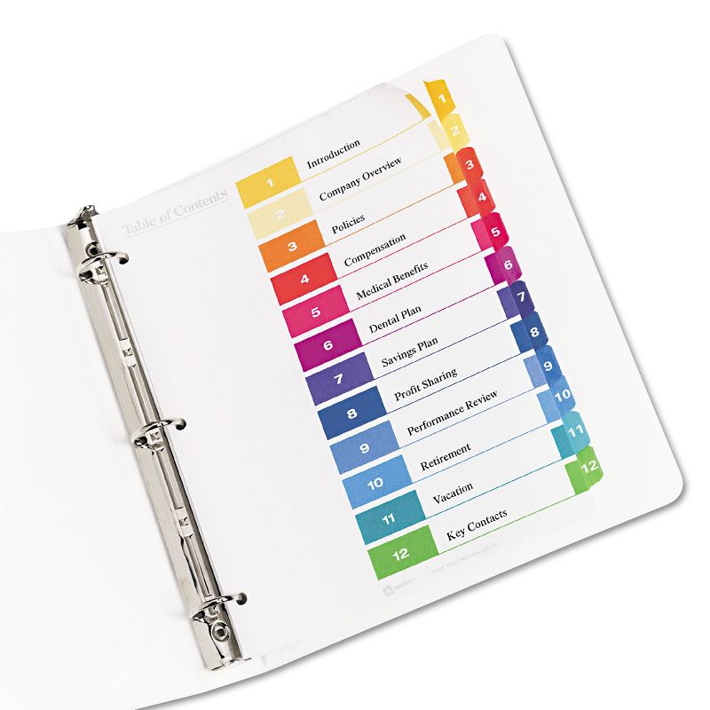 Avery Ready Index Customizable Table of Contents Multicolor Dividers 12-Tab Letter 11141, 3 of 6