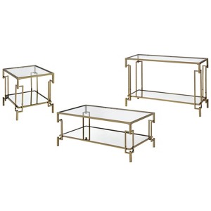 3pc Costa Mesa Contemporary Coffee Table Set Champagne - miBasics - 1 of 4