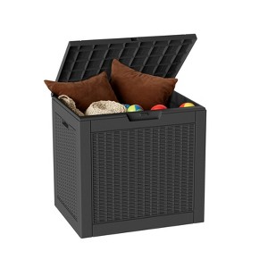 Mooxvmoo 30-Gallon Rattan Deck Box. Lockable, Waterproof&Uv-Resistant Outdoor Storage For Patio Furniture, Garden Tools, Cushions & More - 1 of 4
