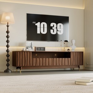 ATJafurn Walnut Entertainment Center Mid-Century Modern Living Room Furniture - 1 of 4