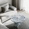 Lyngins Genuine Marble Round End Table, Natural Marble Small Coffee Table, Stone Side Table for Living Room, Nightstand with Semi-Polished Surface - 4 of 4