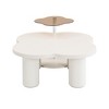Vynxaria Modern Coffee Tables Set of 2, Irregular Shape with Roman Column Legs and Glass Top - 4 of 4