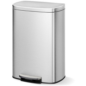 13 Gallon Stainless Steel Step Trash Can - Fingerprint-Proof Kitchen Garbage Bin with Soft-Close Lid & Inner Bucket, Easy-Clean Design - 1 of 4