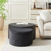 KWPZQEB Nesting Coffee Table Set of 2, Round Coffee Tables with Upholstered, Fabric Coffee Tables, Accent End Table, Ottoman for Living Room - 2 of 4