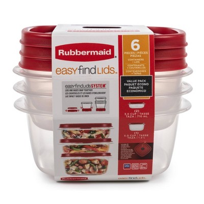 Rubbermaid 6pc Food Storage Container Set (3 Containers, 3 Lids