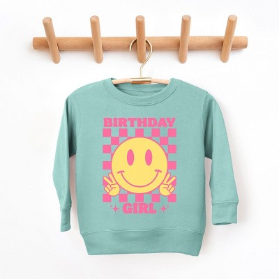 The Juniper Shop Birthday Girl Checkered Toddler Graphic Sweatshirt