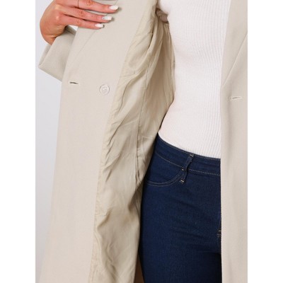 INSPIRE CHIC Women's Vintage Belted Stand Collar Winter Mid-Long Outwear Coats Beige Large — фото 5