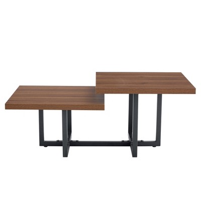 TiramisuBest Walnut Modern Coffee Table, 39.3L×23.6W×17.7H" MDF Base Living Room Center Table