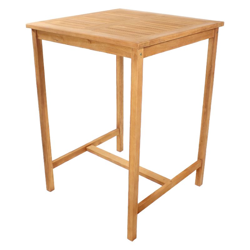 Sunnydaze Teak Wood Outdoor Bar Table - 31" Square x 43.5" H - Brown, 1 of 9